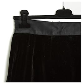 Chanel-Chanel 90s Black Velvet Skirt FR36/38-Black