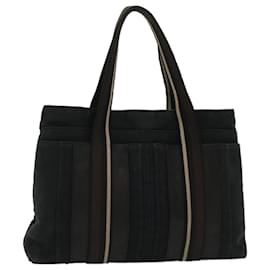 Hermès-HERMES Trocha Horizontal Hand Bag Canvas Black White Brown Auth bs7427-Brown,Black,White