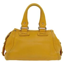 Céline-CELINE Bolsa de mão em couro amarelo Auth bs7391-Amarelo