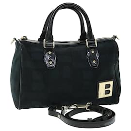Bally-BALLY Boston Bag Canvas 2way Black Auth bs7656-Black