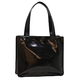 Chanel-CHANEL Tote Bag Patent Leather Black CC Auth fm2633-Black