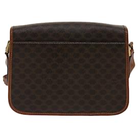 Céline-CELINE Macadam Canvas Shoulder Bag PVC Leather Brown Auth 50775-Brown