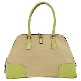 Prada-PRADA Hand Bag Canvas Leather Beige Auth 51018-Beige