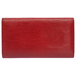 Louis Vuitton-Carteira longa LOUIS VUITTON Epi Porte Tresor International Vermelho M63387 auth 51306-Vermelho