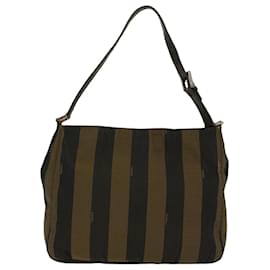 Fendi-FENDI Pecan Canvas Shoulder Bag Nylon Brown Auth bs7311-Brown