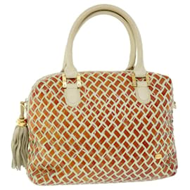Bally-BALLY Hand Bag Leather Beige Auth bs7622-Beige