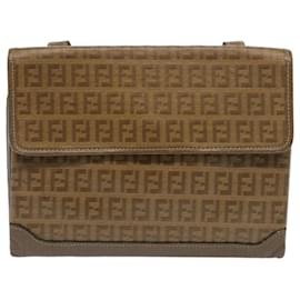 Fendi-FENDI Sac à bandoulière en toile Zucchino Marron Auth 51367-Marron