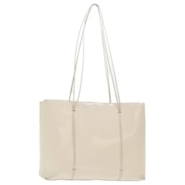 Prada-PRADA Tote Bag Cuir verni Blanc Auth 51330-Blanc