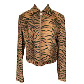 Versace Tiger Pattern Wool Jacket Black S Black