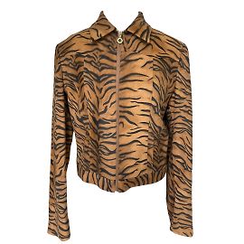 Versace Wolljacke Schwarz mit Tiger Muster S Schwarz