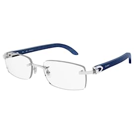 Cartier-Cartier CT. óculos0052O Signature C de Cartier Unissex-Azul,Hardware prateado