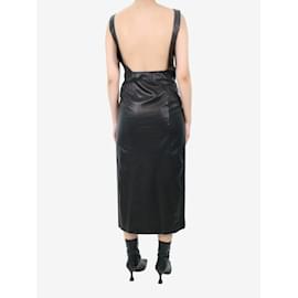 Autre Marque-Vestido midi preto com fenda sem mangas e efeito couro - tamanho Reino Unido 10-Preto