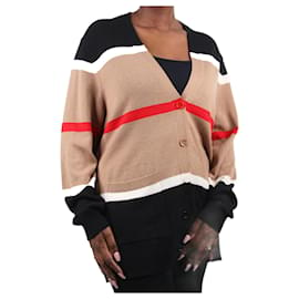 Burberry-Multicoloured striped cashmere button-up cardigan - size XL-Multiple colors