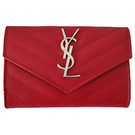 Saint Laurent-Saint Laurent wallet in red leather-Red