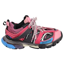 Balenciaga Baskets Track en Cuir Rose et Mesh Rose