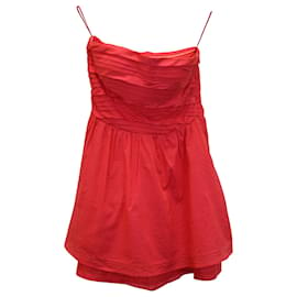 Maje-Maje Strapless Mini Dress in Red Cotton-Red