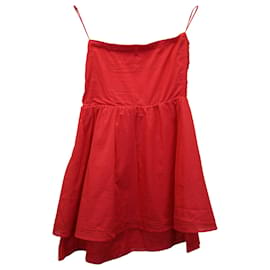 Maje-Maje Strapless Mini Dress in Red Cotton-Red