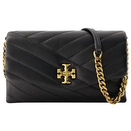 Kira Chevron-Geldbörse mit Kette – Tory Burch – Leder – Schwarz Schwarz