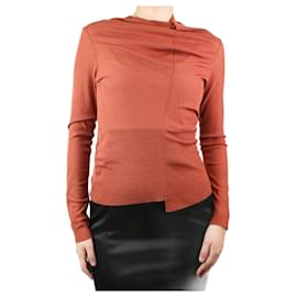 Rejina Pyo-Red high-neck sheer top - size M-Red