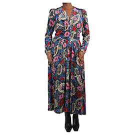 Isabel Marant-Vestido midi de veludo com estampa floral multicolorido - tamanho FR 40-Multicor