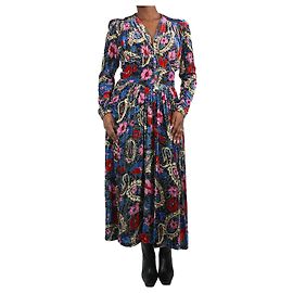 Isabel Marant Robe midi en velours imprimé fleuri multicolore - taille FR 40 Multicolore