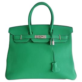Hermès-Sac Hermes Birkin 35 vert bambou-Vert
