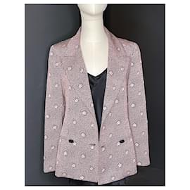 Chanel-silk jacket with cc buttons-Black,Pink,Multiple colors