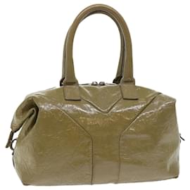 Saint Laurent-SAINT LAURENT Easy Boston Bag Patent leather Beige 208315 auth 50603-Beige