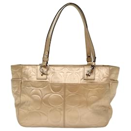 Coach-Coach Signature Hand Bag Canvas Gold Tone Auth 51058-Other