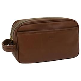 Balenciaga-BALENCIAGA Clutch Bag Leather Brown Auth bs7730-Brown