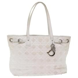 Christian Dior-Christian Dior Canage Tote Bag Coated Canvas White 01-B0-0191 Auth bs7445-White