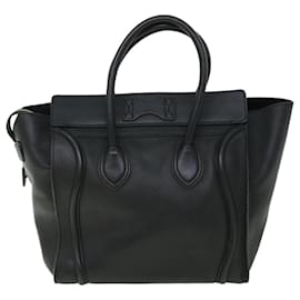 Céline-CELINE Luggage Mini Hand Bag Leather Black Auth 51427-Black