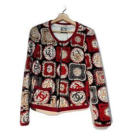 Cardigan in velluto Chanel Nero Bianco Rosso Beige