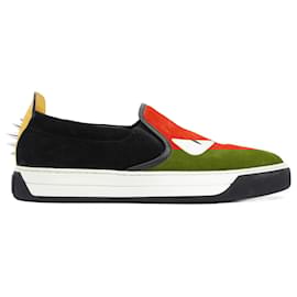 Fendi-Fendi Monster Eyes Studs Red / Black / Yellow Suede EU 38 Uk 5-Black