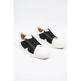 Christian Louboutin White/Black Leather Elastikid Sneakers Size 42.5  Christian Louboutin