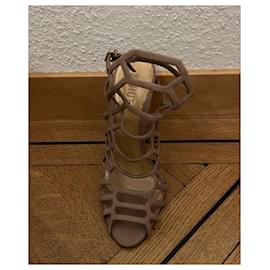 NEW* CHANEL Metallic Gold & Brown Elastic Slingback Sandals EU 39