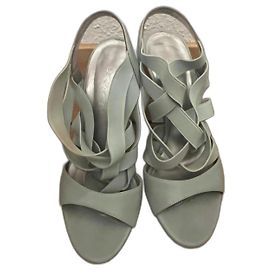Casadei Turquoise Leather Sandals Turquoise