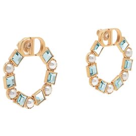 Christian Dior Orecchini placcati in oro con strass e perle finte D'oro
