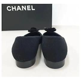 Chanel-Chanel Black Wool Balerina Flats-Black