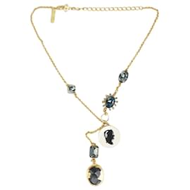 Oscar de la Renta-Gold necklace with oversized charms and bejewelled details-Golden