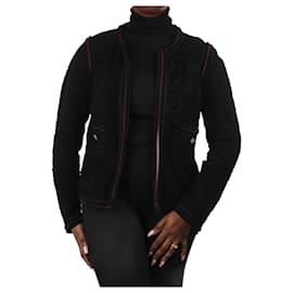 Chanel-Black wool sherling boucle jacket - size UK 16-Black