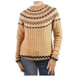 Max Mara Pull Fair Isle en maille torsadée marron - taille UK 10 Marron
