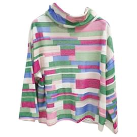 Chanel-Chanel Multicolor Abstract Printed Knit Turtleneck Top-Multiple colors