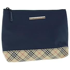 Burberry-BURBERRY Nova Check Bolso Nylon Azul Marino Beige Auth 51912-Beige,Azul marino