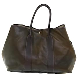 Hermès-HERMES Garden Party GM Tote Bag Cuir Amazonia Marron Auth bs7472-Marron
