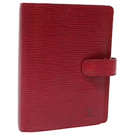 Louis Vuitton-LOUIS VUITTON Epi Agenda MM Day Planner Cover Red R20047 LV Auth 51300-Red