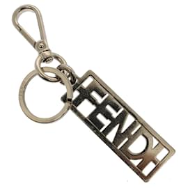 Fendi-FENDI Key Holder Metal Silver Auth ac2145-Silvery