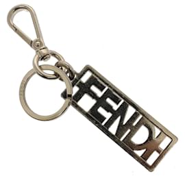 Fendi-FENDI Key Holder Metal Silver Auth ac2145-Silvery