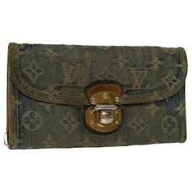 Louis Vuitton-LOUIS VUITTON Denim Portefeuille Amelia Lamb Wallet Blue M95511 LV Auth bs7449-Blue