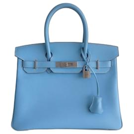Hermès-HERMES BIRKIN BAG 30 Heavenly blue-Blue